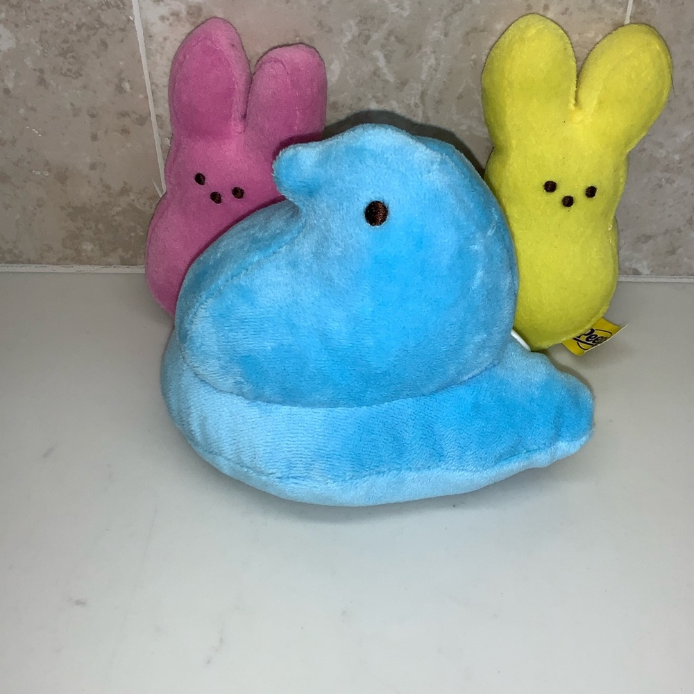 Peeps Plush Stuffed Animals Set -Blue, Pink, Yellow For Spring and Easter Basket - Picture 7 of 11